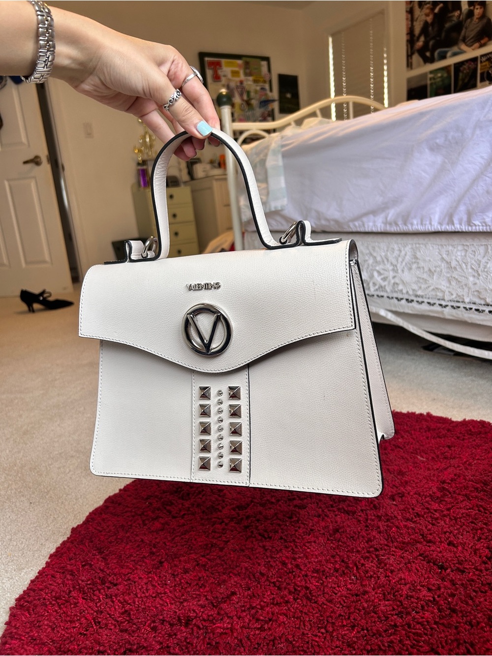 valentino hardback white silver studs
